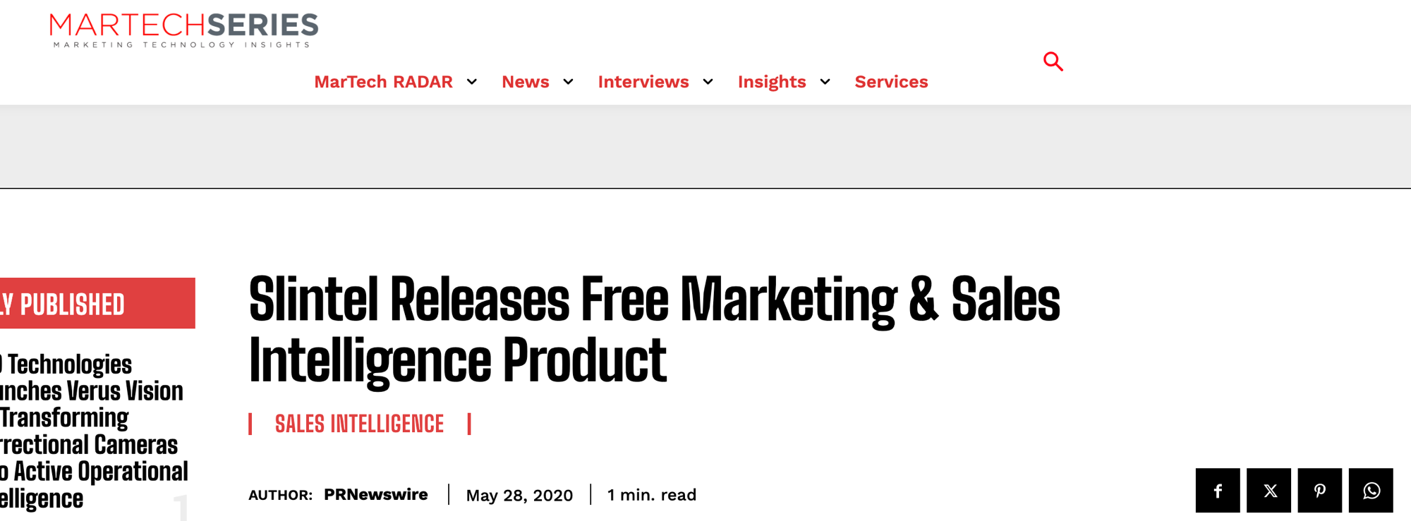 MarTech Series coverage of Slintel's Starter Plan launch